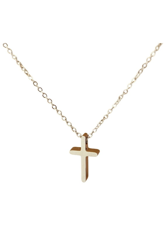 Minimalist Titanium Steel Cross Pendant Necklace for Women Men Delicate Gold Silver Rose Gold Stainless Steel Choker Jewelry Gift