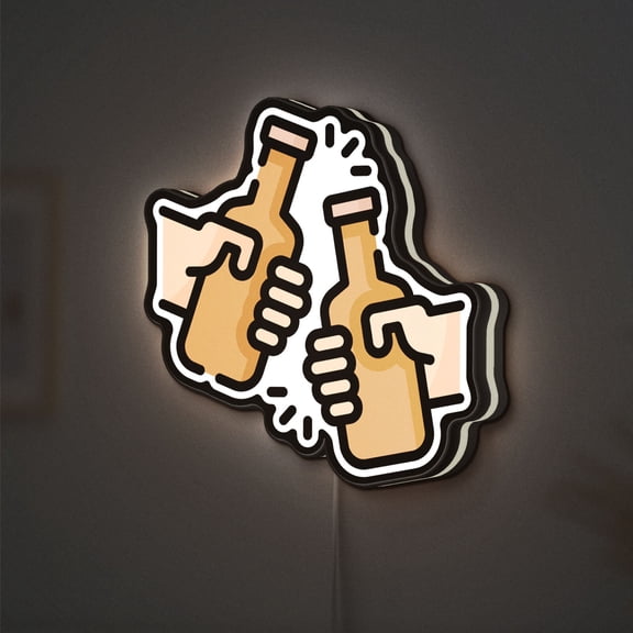 Minimalist Toast 3D Novelty Light Box, Illuminated Display Lamp for Pub Shelves and Home Bars (Width 20 inch, 50cm)