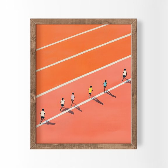 Minimalist Track Field Running Scene Decor Wall Art