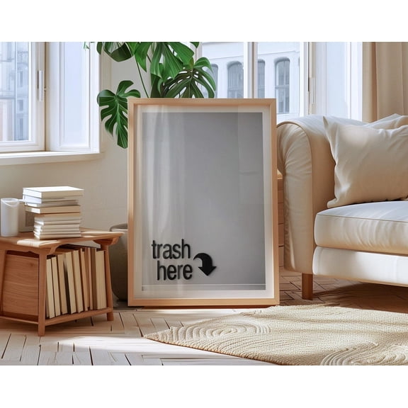 Minimalist Trash Bin Sign Art, Modern Waste Management Decor, Eco-Friendly Recycling Message Wall Art, Modern Wall Decor, 8x12 UNFRAMED