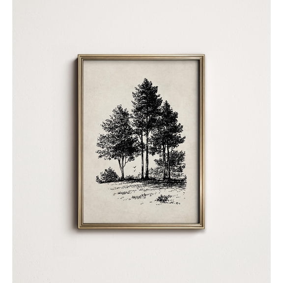 Minimalist Tree Print: Scandinavian Nature Line Art (Printable ) 10-83 UNFRAMED Poster, Wall Art for Decor, Present, 16x24