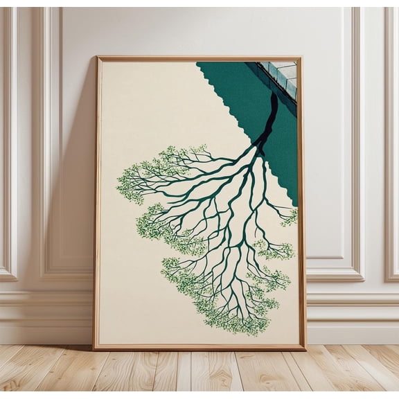 Minimalist Tree Reflection Poster Abstract Nature Wall Art Scandinavian Botanical Print Co