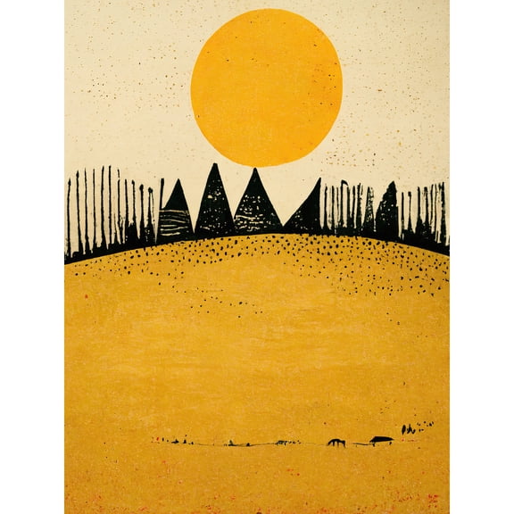 Minimalist Tribal Abstract Desert Yellow Painting Extra Large XL Wall Art Poster Print