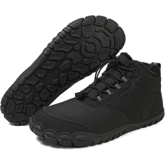 Minimalist Unisex Barefoot Hiking Boots for Winter Slip-On, Warm, Waterproof, Wide Toe Box Ankle Boots, Ideal for Hiking, Walking & Outdoor Use