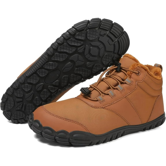 Minimalist Unisex Barefoot Hiking Boots for Winter Slip-On, Warm, Waterproof, Wide Toe Box Ankle Boots, Ideal for Hiking, Walking & Outdoor Use