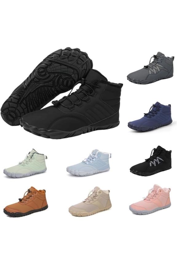 Minimalist Unisex Barefoot Hiking Boots for Winter - Slip - On, Warm, Waterproof, Wide Toe Box Ankle Boots, Ideal for Hiking, Walking & Outdoor Use