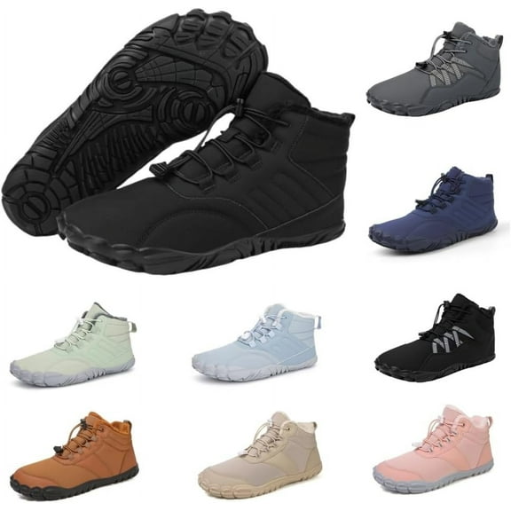 Minimalist Unisex Barefoot Hiking Boots for Winter - Slip - On, Warm, Waterproof, Wide Toe Box Ankle Boots, Ideal for Hiking, Walking & Outdoor Use