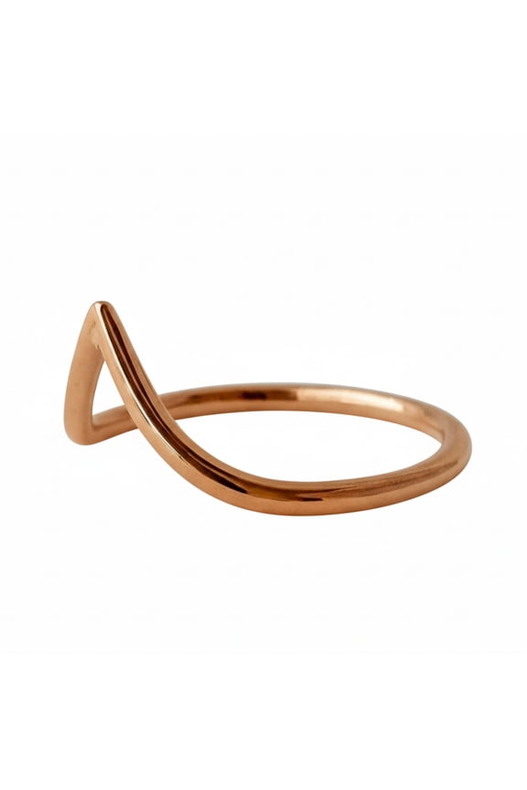 Minimalist V-Shaped Pure Copper Ring, Sleek Modern Design Band, Statement Band for Women