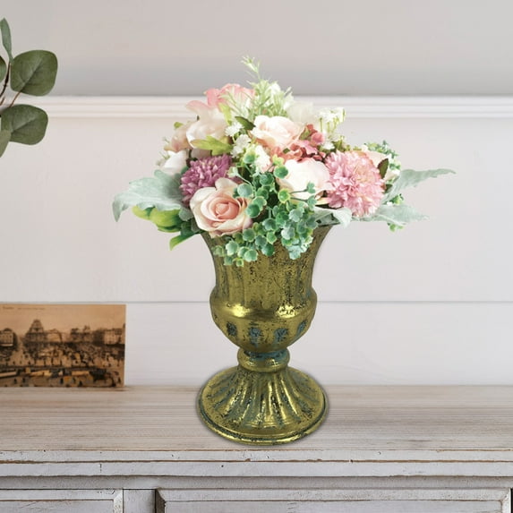 Minimalist Vase Vintage Metal Flowerpot, Metal Flower Vases, Antique Supplies for Decoration (Gold) Tall Urn Planter