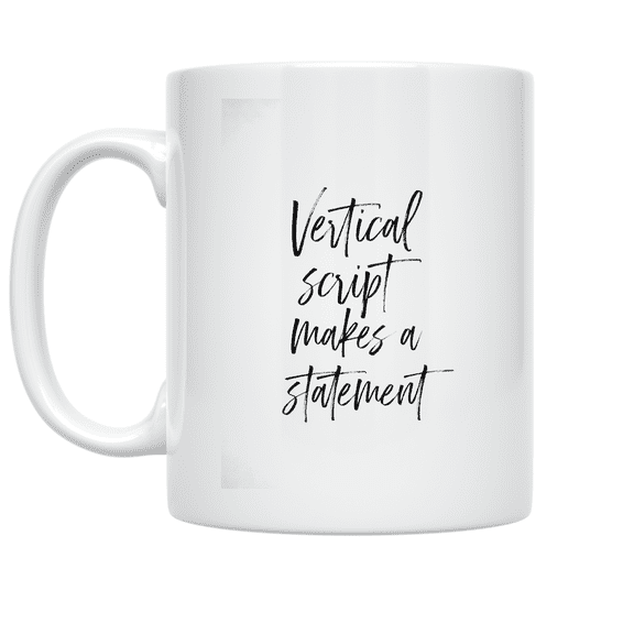 Minimalist Vertical Script Design - Coffee Enthusiast - 11 oz Ceramic Coffee Mug