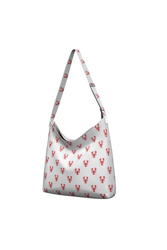 Minimalist Vintage Lobster Handbag | Large Capacity Casual Sling Tote with Adjustable Strap | Coastal Nautical Ocean Theme Work Bag | Multi-Pocket Spacious Purse for Women & College Students