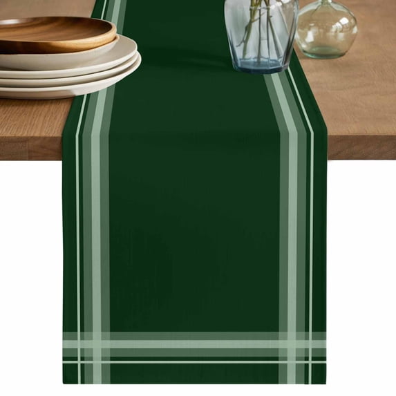 Minimalist Vintage Table Runner 108 Inches Long,Hunter Green Grid Lines Texture Cotton Linen Table Runners Dresser Scarves,Fabric Tabletop Scarf Furniture Cover for Home Dinner Party 13"x108"