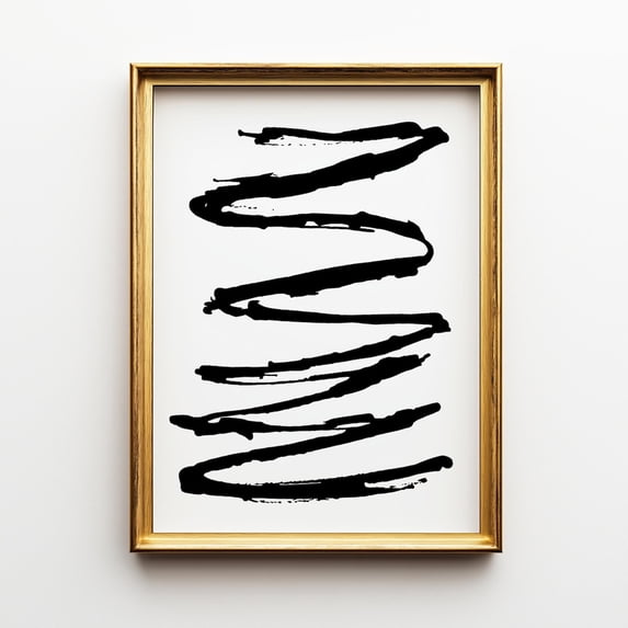 Minimalist Wall Art Print, Black And White Abstract, Modern Ink Drawing ...