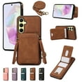 thumbnail image 1 of Minimalist Wallet Case for Samsung Galaxy S20 with Shoulder Strap, Back Magnetic Flip Purse,Vintage PU Leather RFID Blocking Credit Card Holder Kickstand Shockproof Phone Cover,Brown, 1 of 9