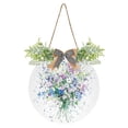 thumbnail image 1 of Minimalist Watercolor Flower Front Door Porch Decoration Hanging Sign with Artificial Green Plants and Bow for Home Outdoor Indoor, 1 of 7
