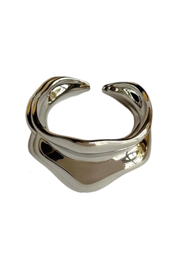 Minimalist Waved Pattern Ring Smooth Finishes Alloy Korean Style Adjustable Jewelry