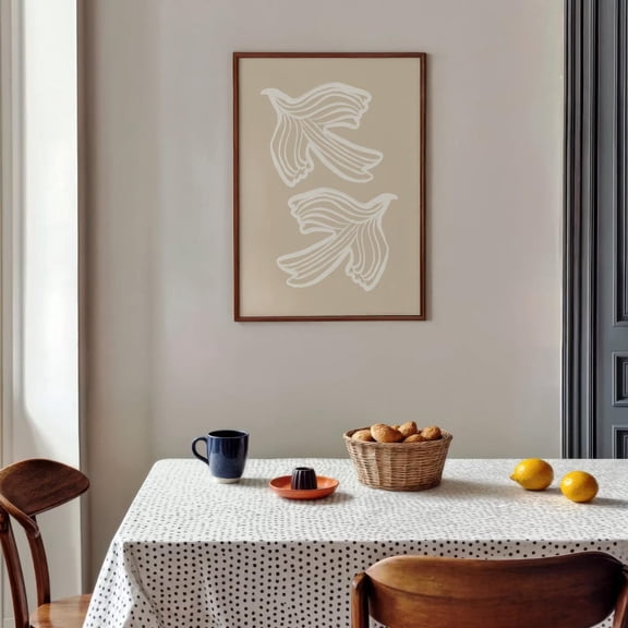 Minimalist White Birds Flying Wall Art Poster Neutral Tone Aesthetic Calming Abstract Nature Inspired Decor, 8x12 UNFRAMED