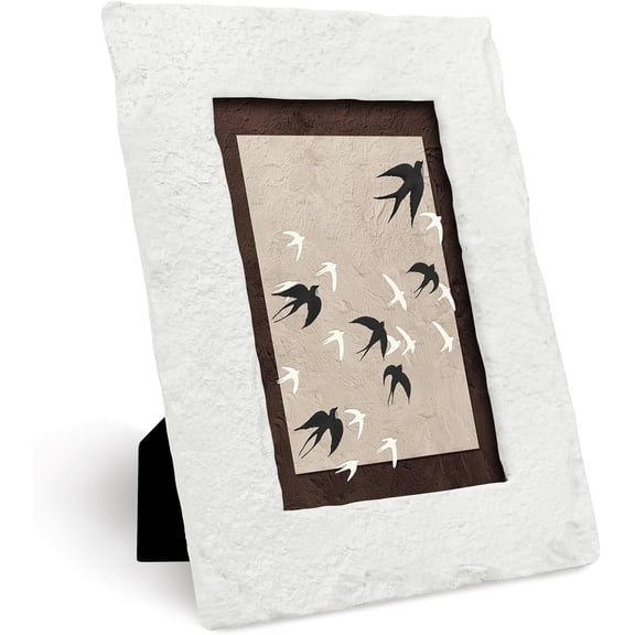 Minimalist White Picture Frame 4x6, Modern Photo Frame for Desktop or Wall Display, Hand-Painted Carved Border with Chiseled Texture