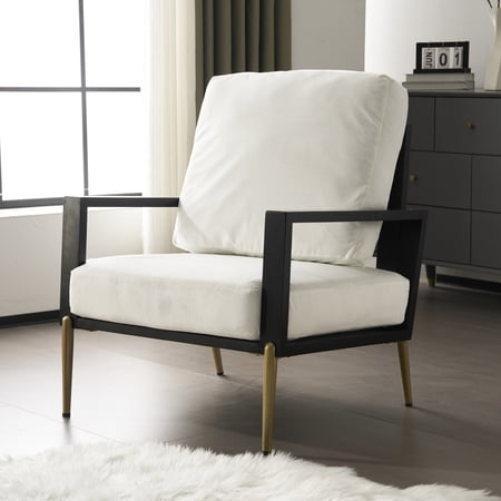 Minimalist White Velvet Chair | Compact Size for Small Spaces | Cozy Corner