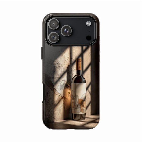 Minimalist Wine Bottle Beige Light Case with iPhone 17 to 11 Pro Max H01686