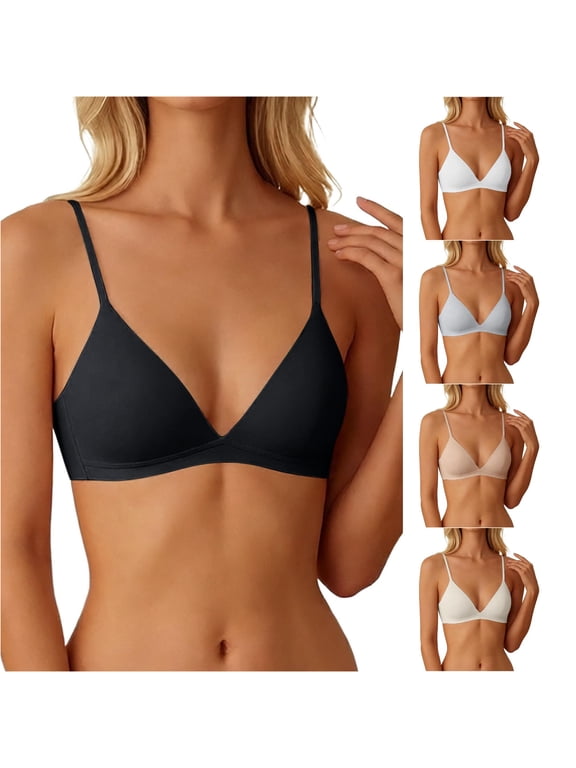Minimalist Wireless Triangle Bra for Everyday Comfort in Seamless Lightly Lined Design Cozy Fit Non-Underwired Bralette for Home and Casual Wear
