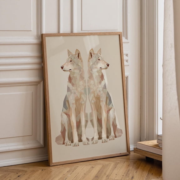 Minimalist Wolves Animal Abstract Wolf D Cor Neutral Contemporary Kwc Classic Poster , Poster Print Only