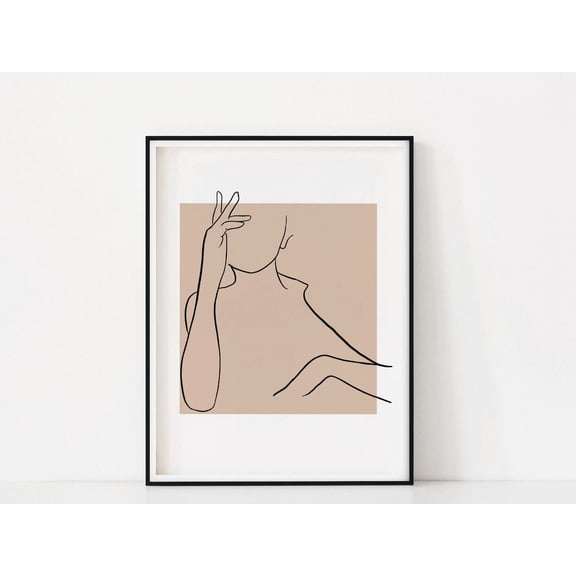 Minimalist Woman Line Art Drawing Wall Abstract Modern Simple Female Face Neutral Poster, Unframed Poster Size 8x12