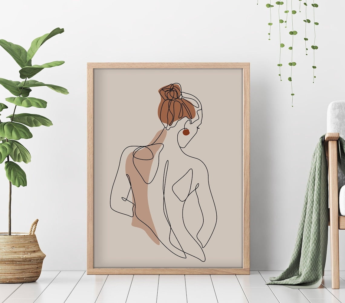 Minimalist Woman Line Art Print, Abstract Female Poster UNFRAMED Poster ...