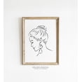 thumbnail image 1 of Minimalist Woman Line Art Print Modern Female Portrait, Unframed Canvas 16x20in, 1 of 4