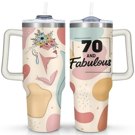 Minimalist Women's Hair Color Blocks 40 Oz Tumbler with Handle Lid and Straw, Stainless Steel Double Walled Vacuum Insulated Cup, Cute Birthday Gifts Tumbler for Women Men Friends