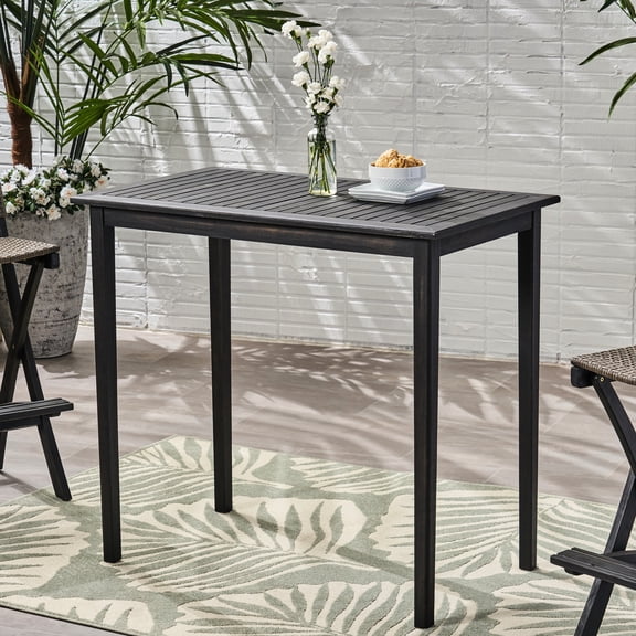 Minimalist Wood Bar Table, Dark Gray, Outdoor Living Space, 40" Height Living, 40.00 Inches Tall, Assembly Required
