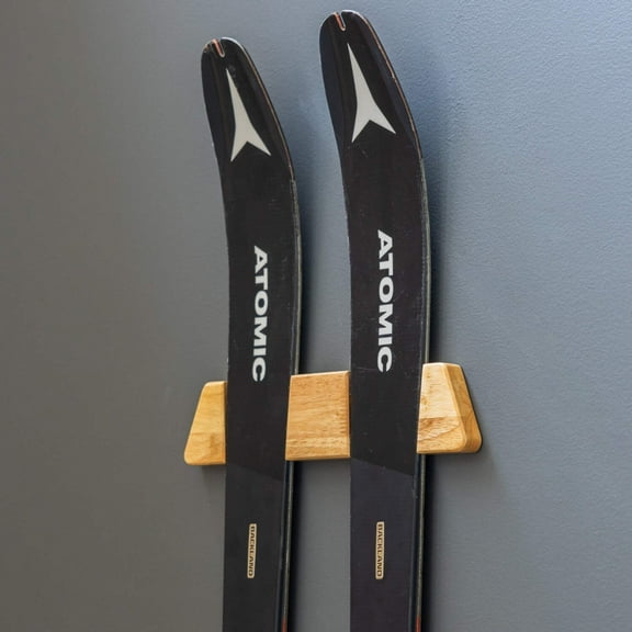 Wood Ski Display Rack Wall Mount, Garage Ski Hanger, Storage