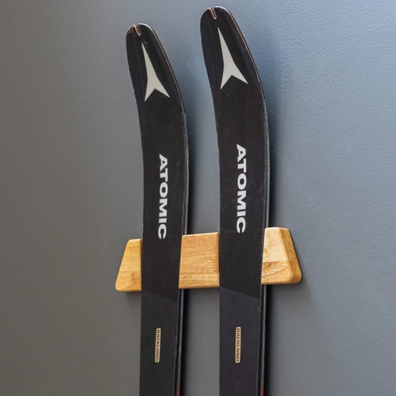 Wood Ski Display Rack Wall Mount, Garage Ski Hanger, Storage