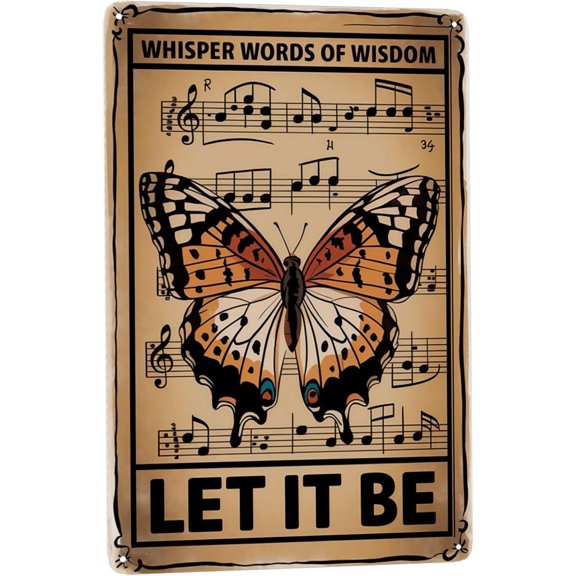 Minimalist Words of Wisdom Butterfly Metal Wall Art Sign, 8 x 12 Inch, Garden, Porch, Sunroom, Meditation, Kitchen Decor