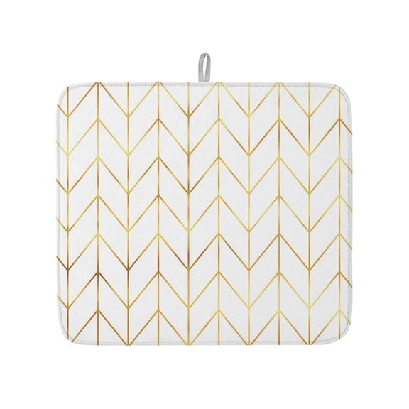 Minimalist Yellow Herringbone Arrow Dish Drying Mats for Kitchen Counter,Absorbent Microfiber Dish Drainer Rack Mat Abstract Geometric Line Drying Pad for Sinks,Utensils,Countertops,16x18in