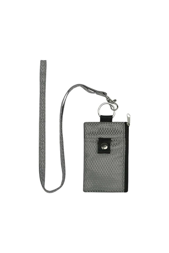Minimalist Zip Around Wallet with Lanyard - RFID Blocking Small Card Holder for Women Men - Waterproof Travel Coin Purse with ID Window for Cash, Cards, Badges