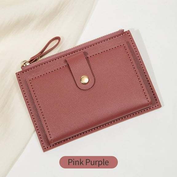 Minimalist and fashionable women's short card bag, ultra-thin mini PU leather zero wallet, women's credit card holder wallet