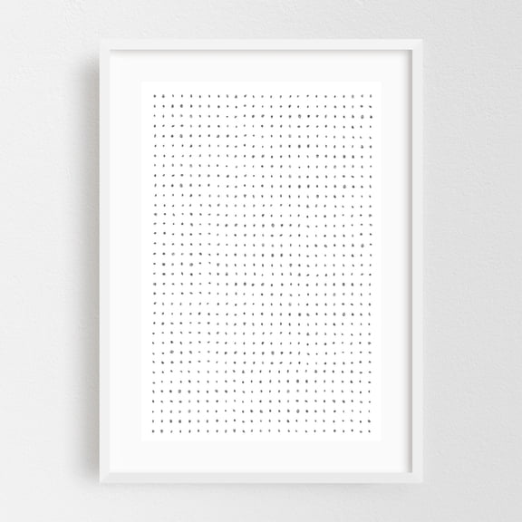 Minimalist dots - Line Drawing Geometric Black and White Abstract Pattern Minimalist Line Art Modern Art White Framed Wall Art Print 24 x 36 inches