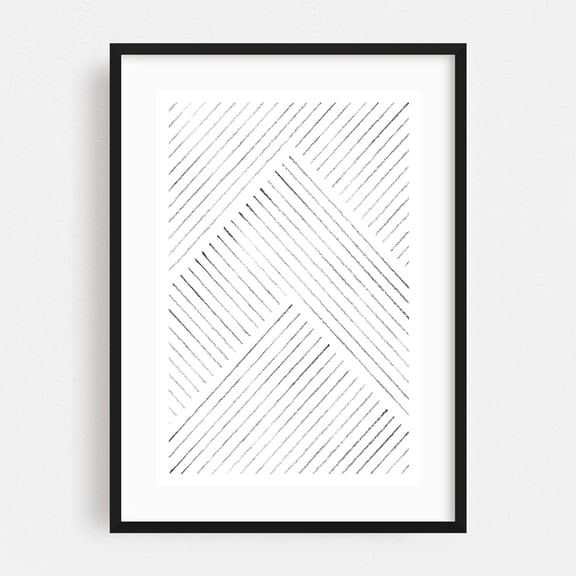Minimalist geometric line art - Line Drawing Geometric Line Art Minimalist Abstract Pattern Modern Art Black and White Black Framed Wall Art Print 24 x 36 inches