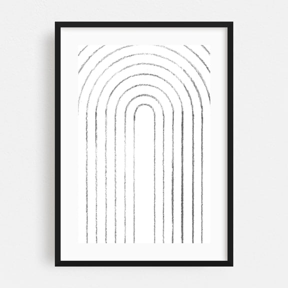 Minimalist line art arch - Line Drawing Line Art Abstract Minimalist Geometric Modern Art Pattern Black Framed Wall Art Print 5 x 7 inches