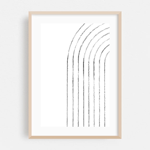 Minimalist line art arch - Line Drawing Line Art Minimalist Abstract Geometric Black and White Modern Art Sketch Oak Framed Wall Art Print 5 x 7 inches