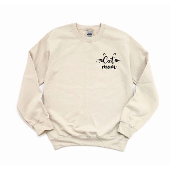 Minimalist sweatshirt for mother cats, pocketed sweatshirt for cat lovers, sweatshirt for mommy life, sweatshirt for new mother cats.