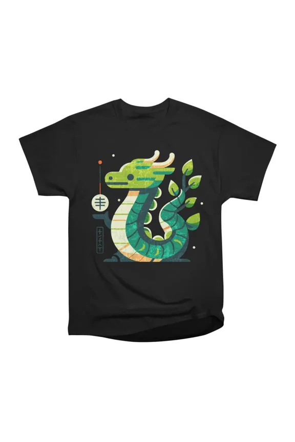 Minimalist wooden dragon T-Shirt Tee Gift For Him Merch For Her Apparel For Friend
