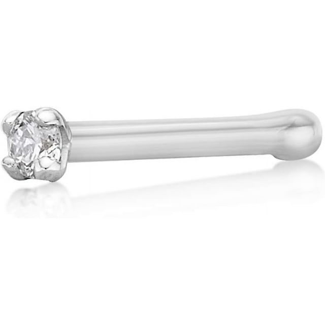 Minimalistic 14k White Gold Nose Ring with Diamond - Elegant Jewelry ...