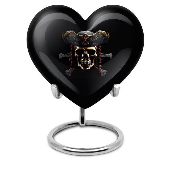 Minimalistic 3d Render Pirate Skull Small Urn, Keepsake Urns For Human Ashes, Funeral Urns For Adult Ashes Men, Heart Shaped Urn For Ashes For Women, Mini Urn For Ashes Adult Male 3" ,1pc