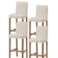 thumbnail image 1 of Minimalistic Checkered Beige Rural Style Bar Stool Covers Set of 4, Stretch Washable Bar Chair Covers with Backs, Removable Pub Counter Height Chair Cover for Kitchen Dining Room Cafe, 1 of 7