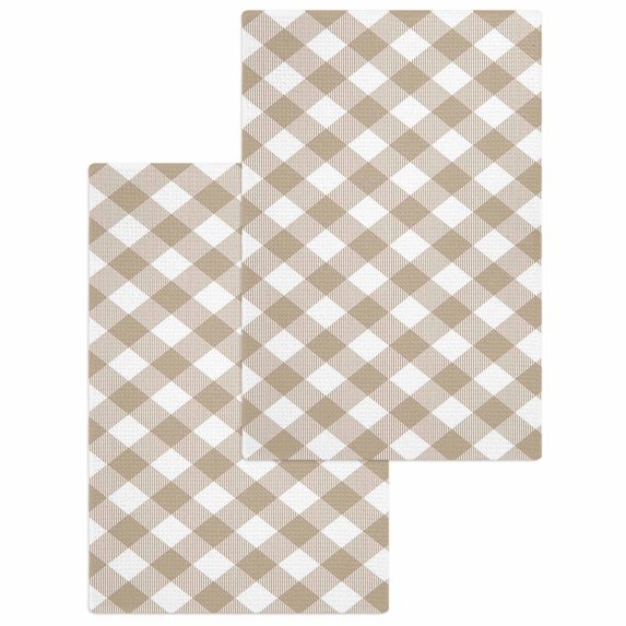 Minimalistic Checkered Beige Rural Style, Kitchen Dish Towels for Drying Dishes Set of 2, Waffle Weave Microfiber Hand Tea Bathroom Towels Quick Dry & Absorbent Towel 15.7x23.6