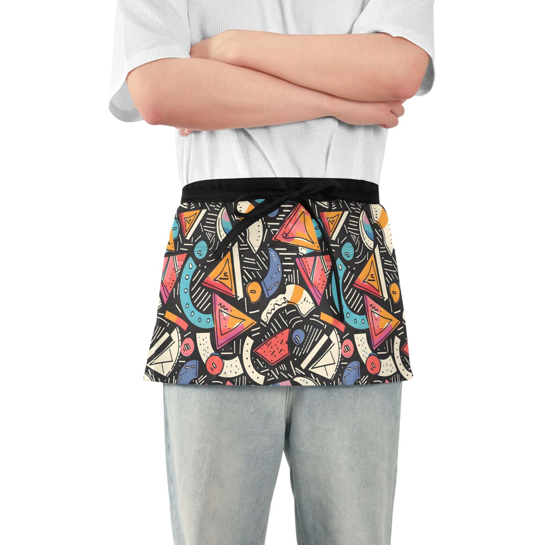 Minimalistic Colorful Spots and Shapes Server Apron with 3 Pockets ...