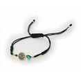 thumbnail image 1 of Minimalistic Cubic Zirconia Disk Black Cord Bracelet, Silver Gold Plated, 1 of 1