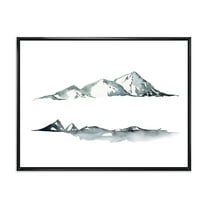 Minimalistic Dark Blue Mountains Landscape 20 in x 12 in Framed Painting Canvas Art Print, by Designart